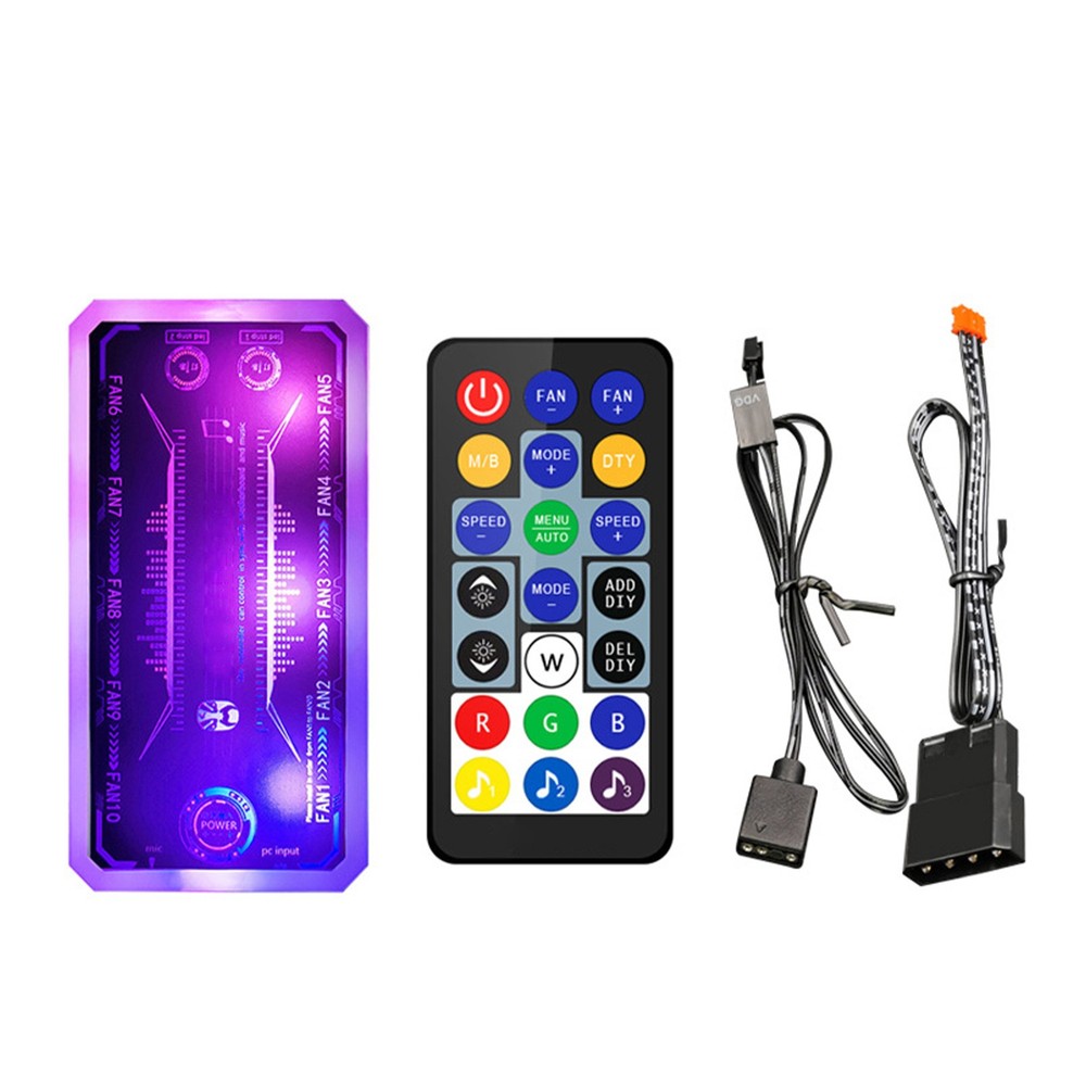 Cooling Fan Hub RGB Fan ARGB Controller Remote Control Computer Case Adapter f