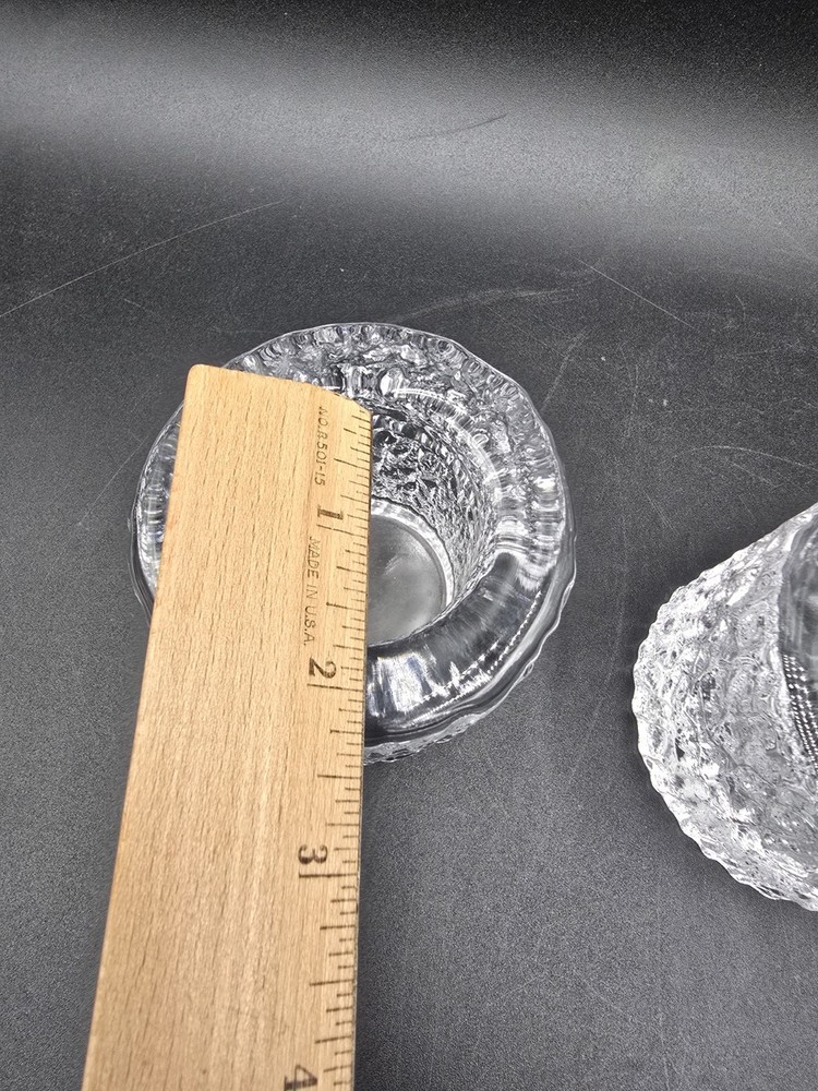 2 PC MCM Thick Ice Glacier Candle Holders