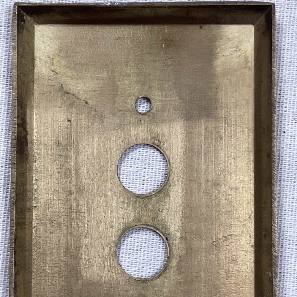 Push Button Single Light Switch Cover Plate Solid Heavy Brass Vintage 4.5 x 2.75