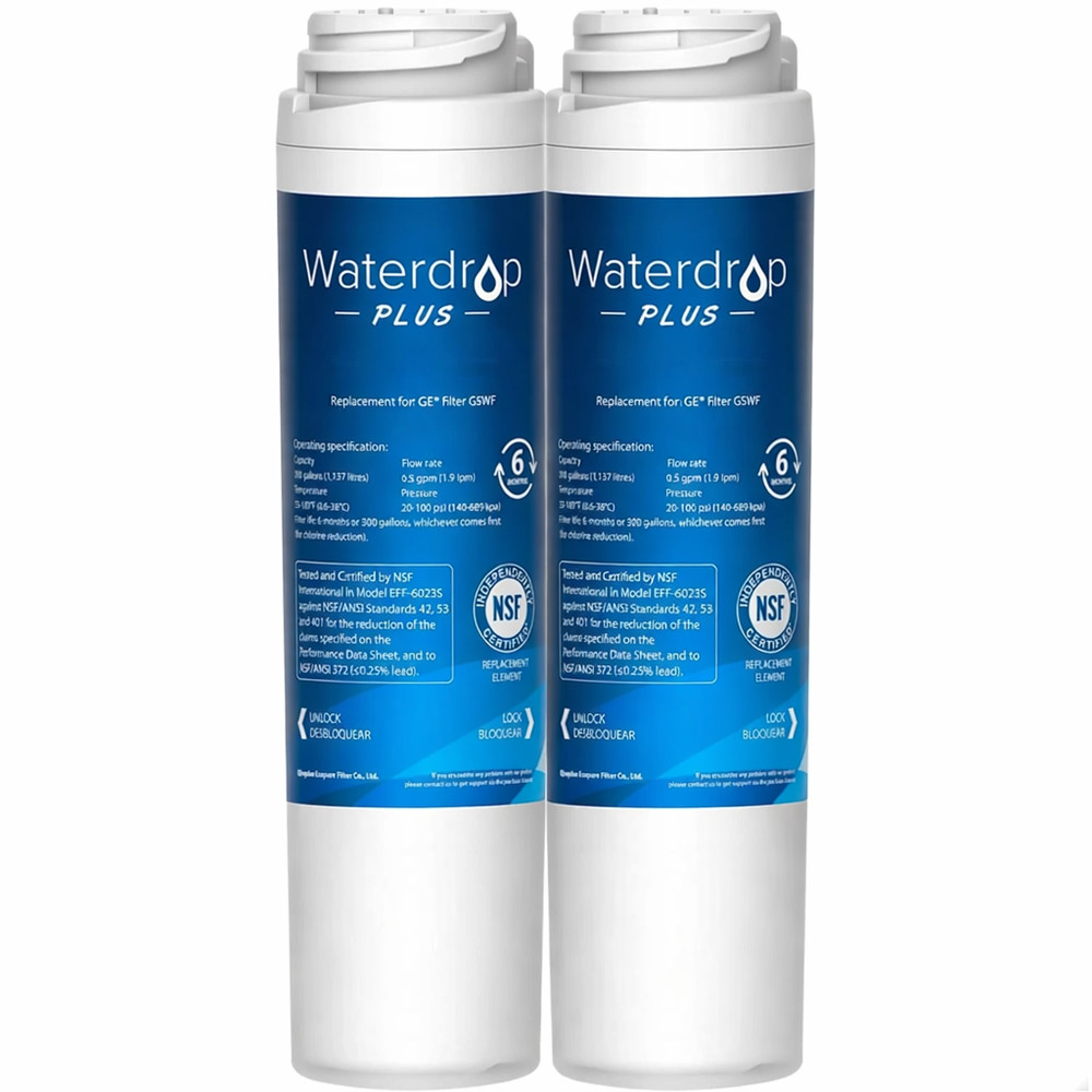 Waterdrop Plus WDP-GSWF Filter – GE GSWF Replacement, NSF 401/53, 2-Pack