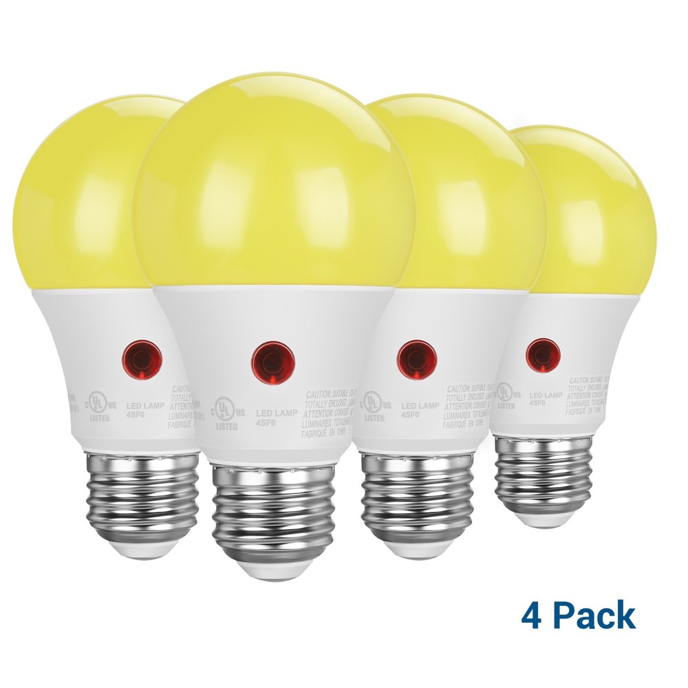 DEWENWILS Dusk to Dawn LED Bulb 2000K Amber Bug Light 9W 60W Eqv 4-Pack