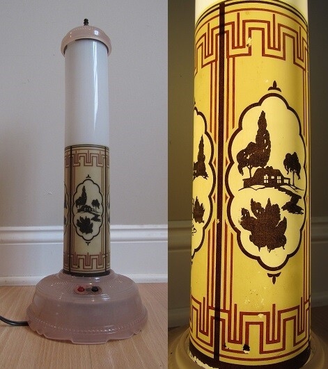 TALL ANTIQUE SKYSCRAPER LAMP All-Lite Fluorescent light jadeite EUREKA TEA CO.