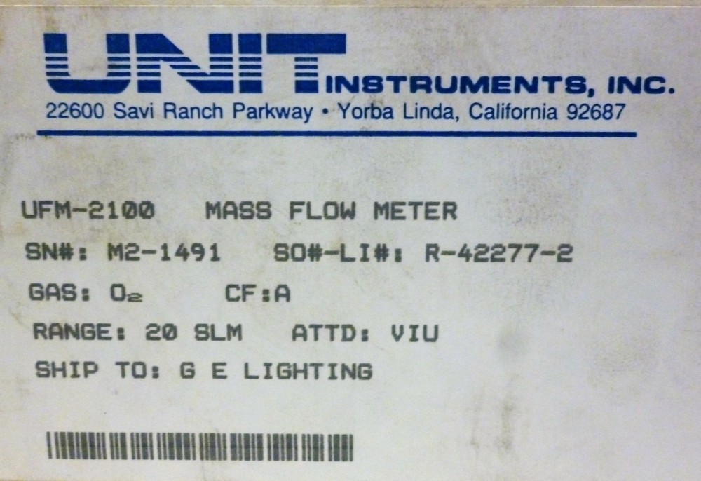 Unit Instruments UFM-2100 Mass Flow Meter