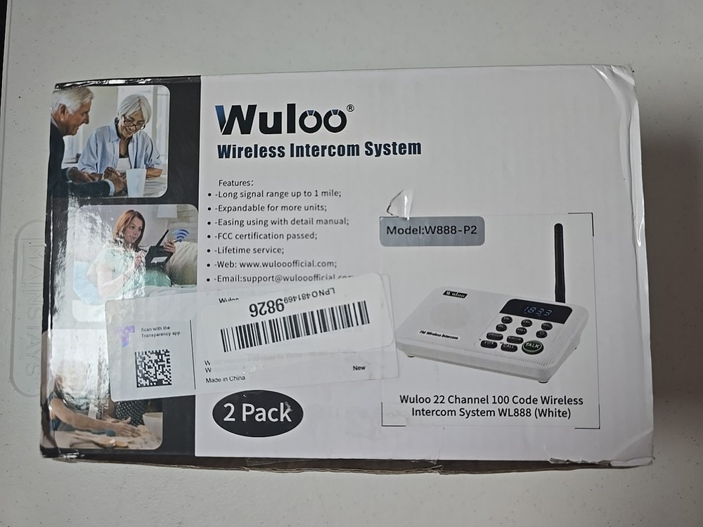 Wuloo Wireless 1 Mile Range Home Intercom System 2 Pack W888-P2 Multi Channel