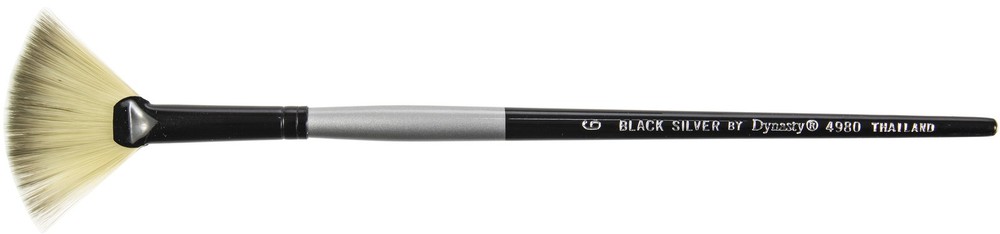 Black Silver Short Handle Brush-Fan, Size: 6 - 12 Pack