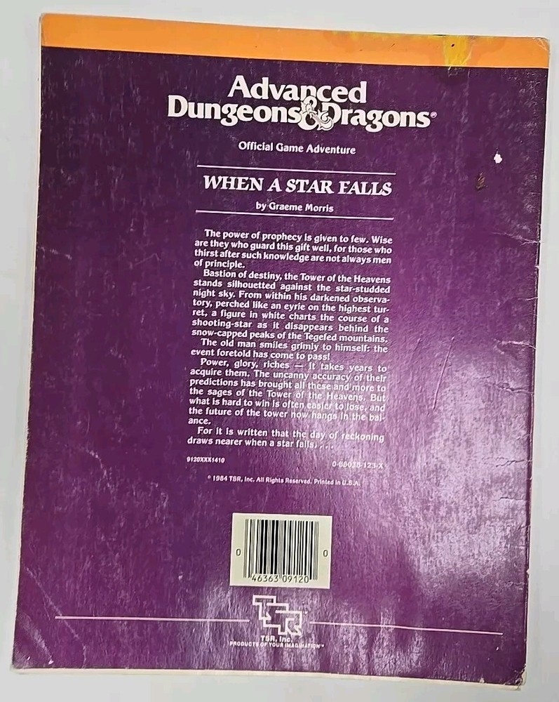 Advanced Dungeons & Dragons Module UK4 When A Star Falls Map #9120 TSR 1984 book