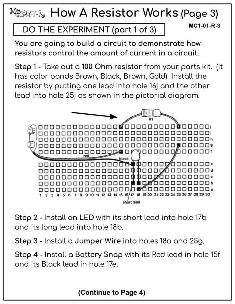 5th Grade- Lesson Plan #Exp01 "HOW A RESISTOR WORKS" Science-Electronics