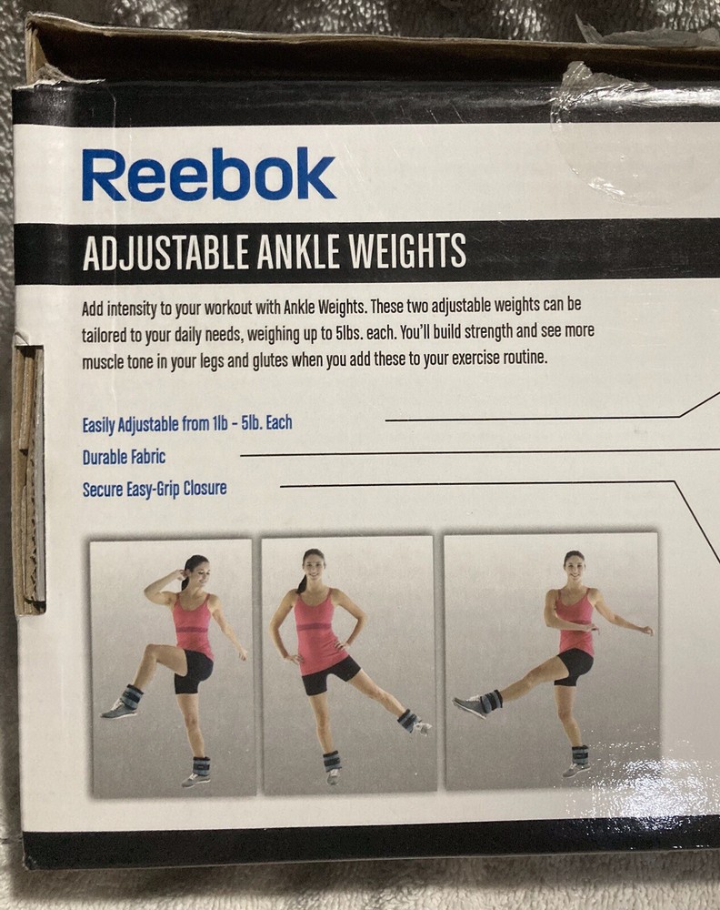 Reebok Toning Adjustable Ankle Weights, Two Weights, Adjustable 1.25-5 Pounds