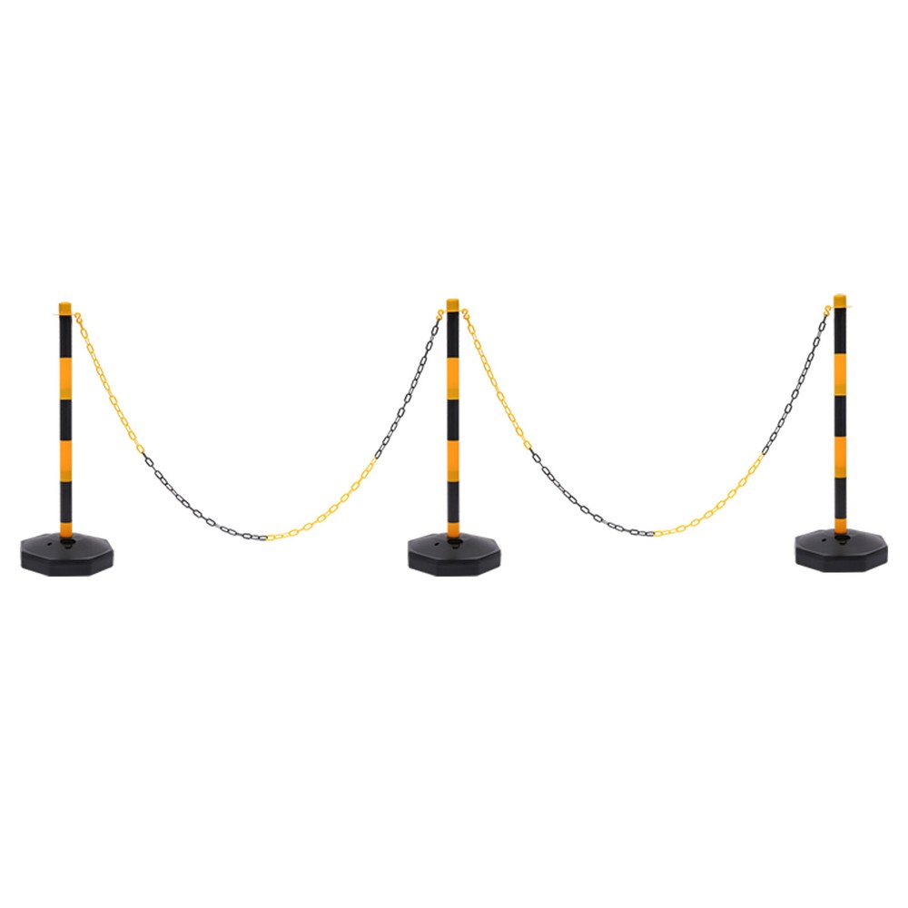 6 Pack Traffic Cones Adjustable Delineator Post Portable Parking Pole W/ Chains