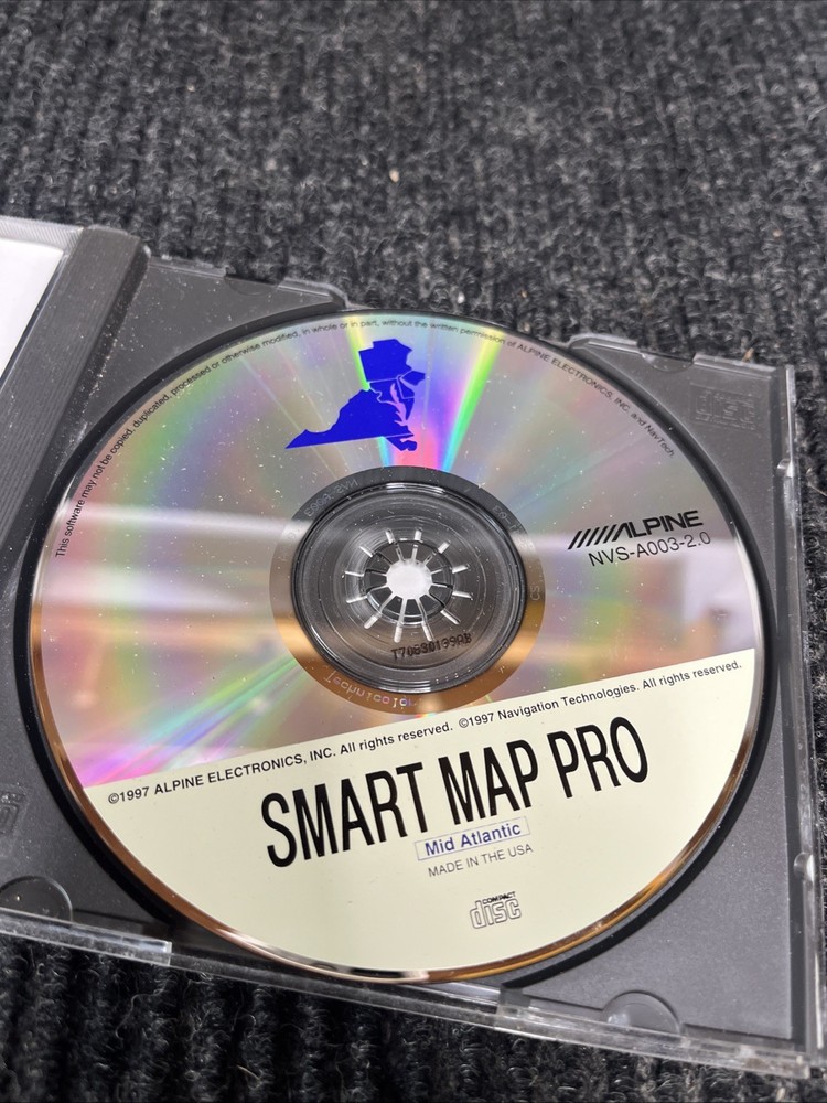 🔥Alpine NVS-A0003-2.0 (Mid Atlantic) CD-ROM Navigation Smart Map Pro Disc Used
