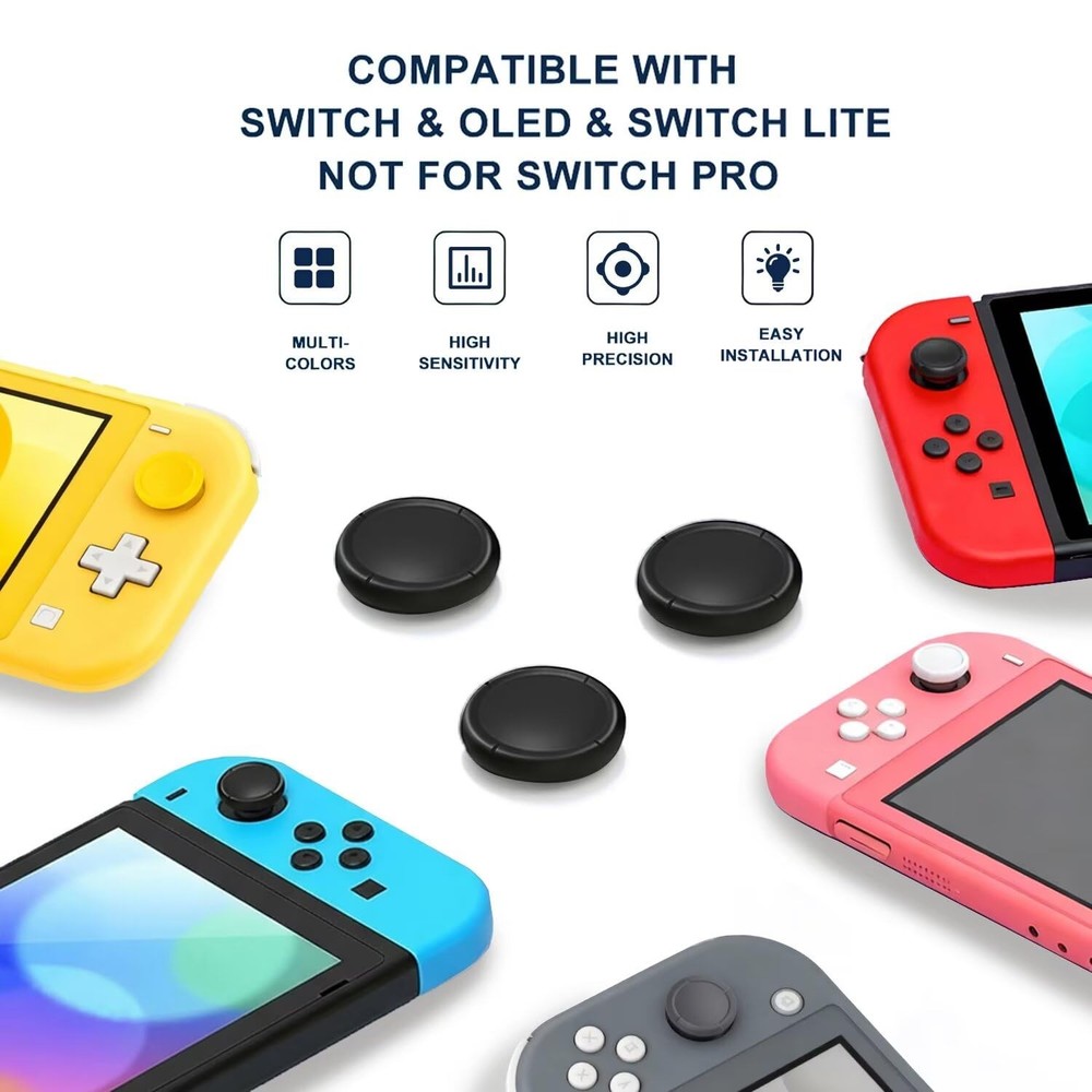 Ferkurn Joystick Replacement Cap Thumb Grip for Switch OLED & Black