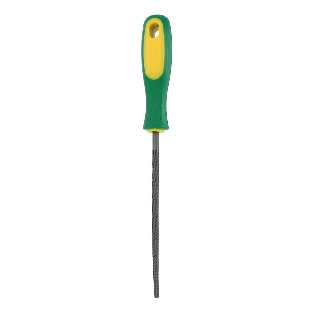 6" Round Medium Cut File Medium File with Plastic Handle, Grey/Yellow-Green