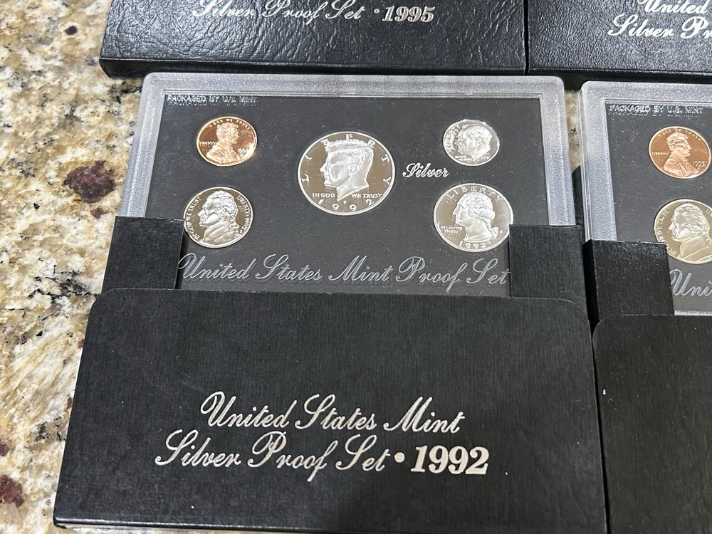 1992-1998 SILVER PROOF SET-COMPLETE RUN-90 % SILVER..7 Silver Sets..