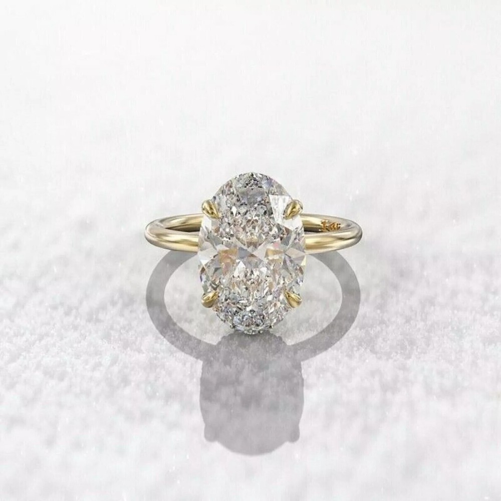 Engagement Ring 5.00 Ct White Treated Diamond Ring Oval Cut VVS1 Certified !