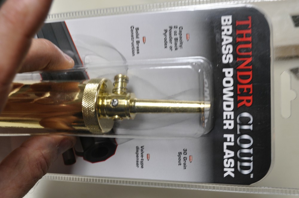 Allen Thunder Cloud Brass Powder Flask for Muzzleloader Black Powder, new unused