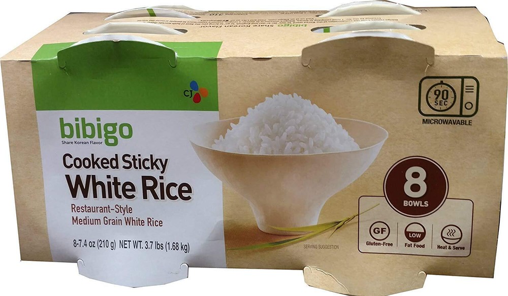 Bibigo Cooked Sticky White Rice, 7.4 Ounce (8 Count) (4 Pack)