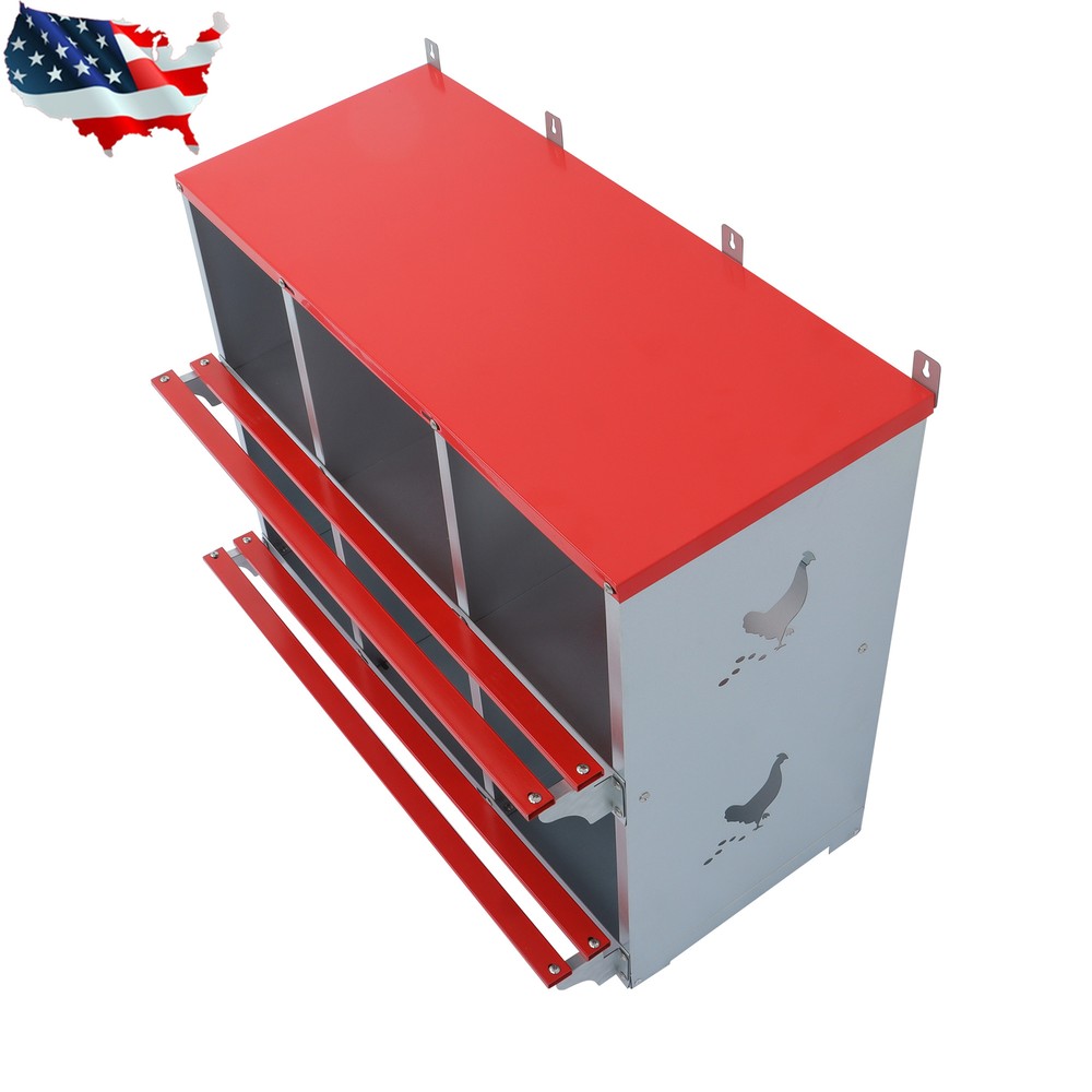 Galvanized Steel Chicken Laying Boxes 6 Compartment Nesting Boxes for Chickens