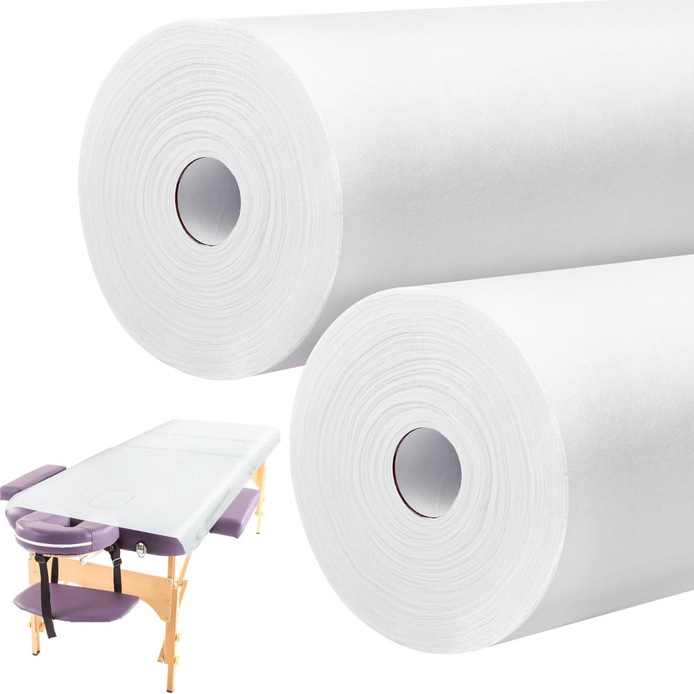 Massage Table Paper Rolls 2 Pack Non Woven Waterproof Bed Sheets White