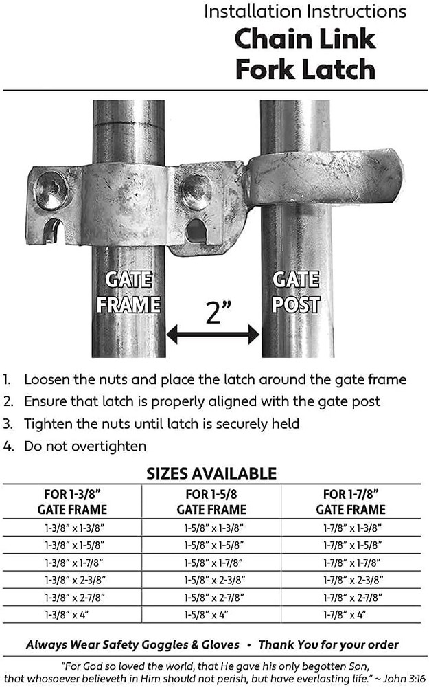 Galvanized Chain Link Fence Gate Fork Latch – Durable, Secure, with Padlock Hole