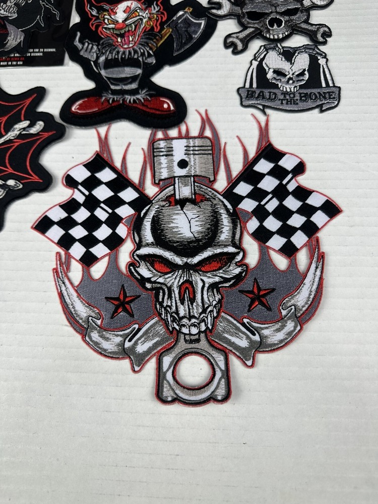 Mixed 8 Patches SKULL SKELETON BONES GRIM REAPER 8 Patch Lot