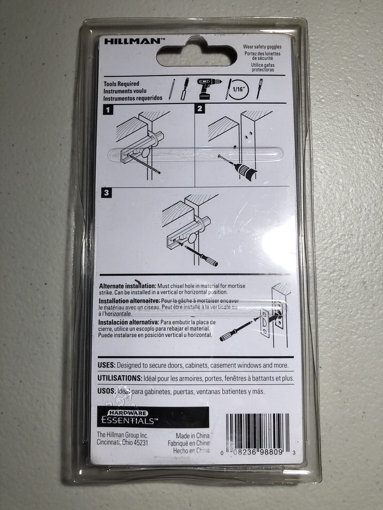 Hillman Solid Brass Surface Bolt 6” W/ Hardware #853121 - New