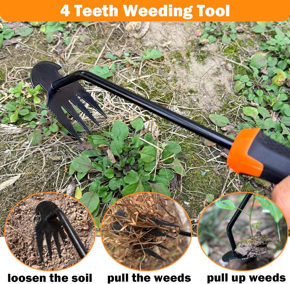 Portable Stainless Steel Weed Puller Tool for Garden and Backyard Use