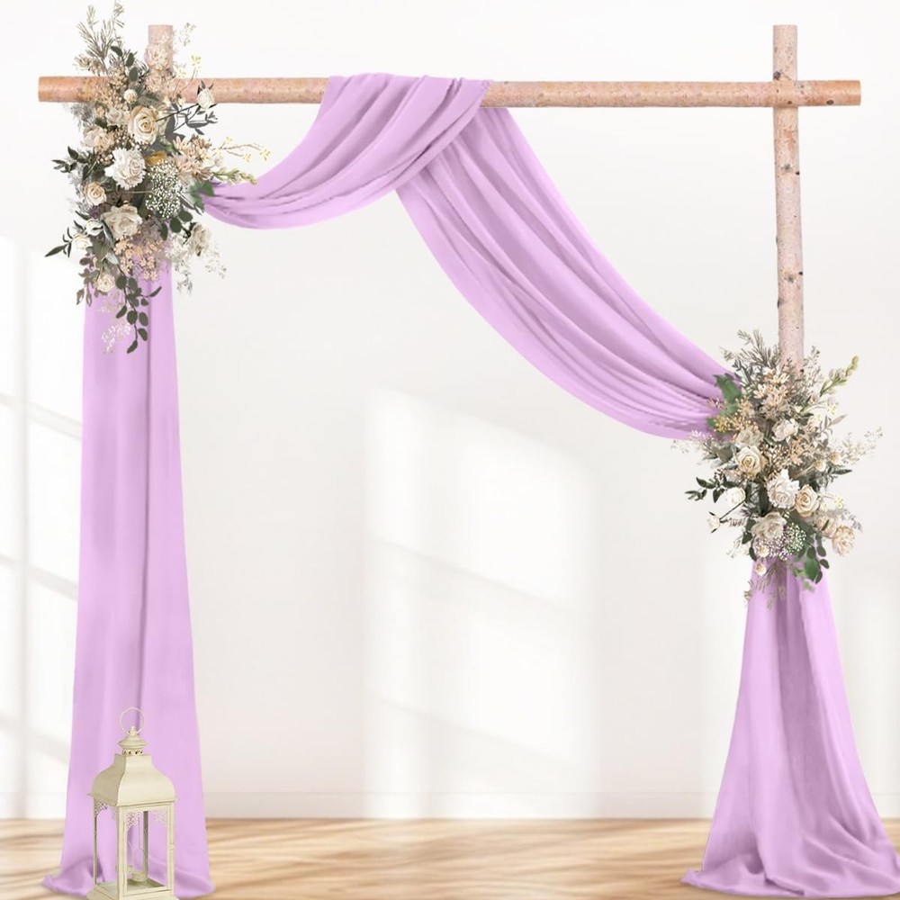 Jimtx Spring Lilac Wedding Arch Draping Fabric 1 Panel 29" × 20FT Sheer