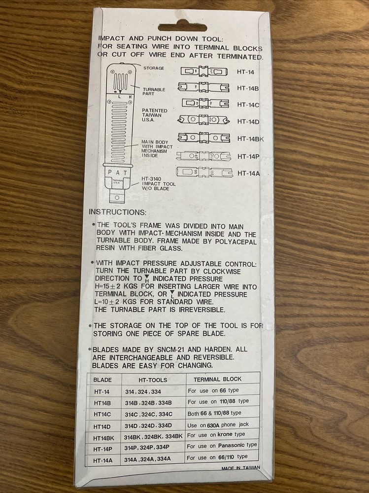 Telecom Impact and Punch Down Tool HT-3140 For Seating Terminal Blocks