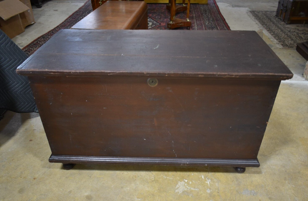 Antique Primitive Blanket Chest, Trunk with Dovetailed Corners