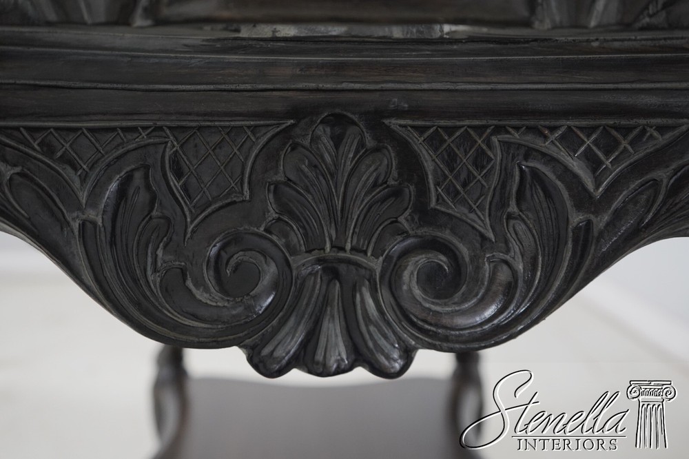 L66603: French Ebonized Marble Top Rolling Bar Cart Server