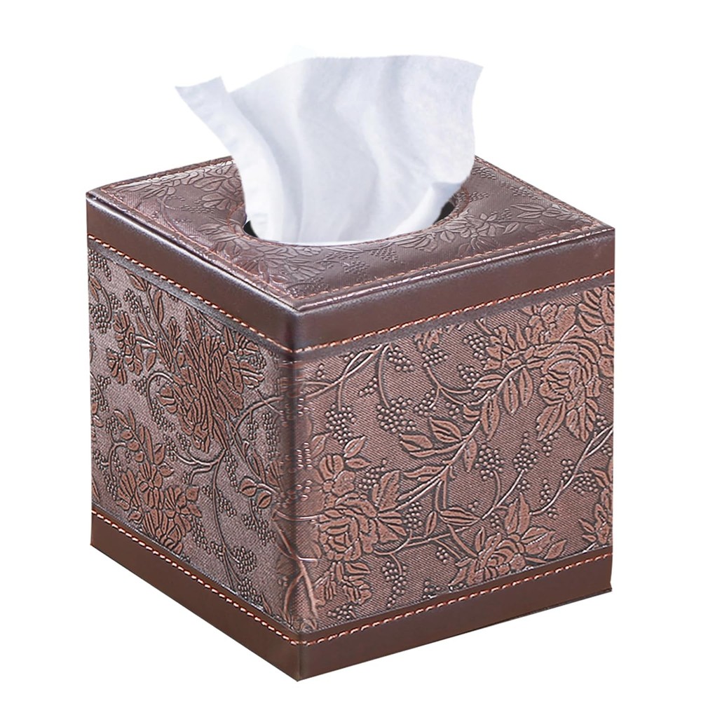 Leather Tissue Box Cover Square,Upgrade 99% Compatible Large Size,Cube Tissue...