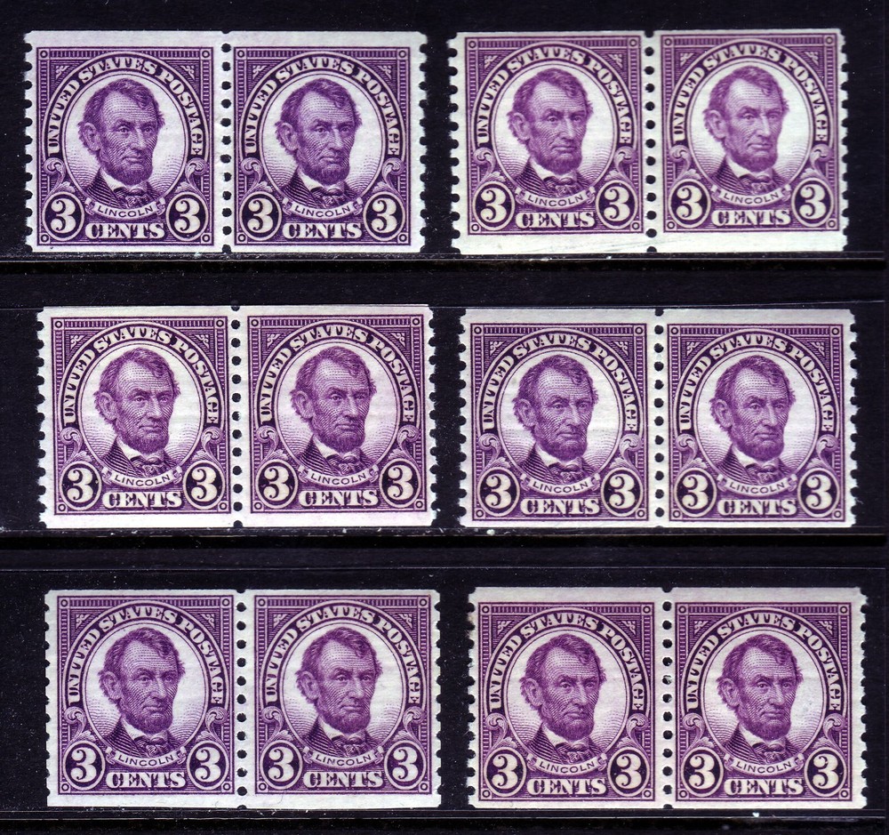 #600 LINCOLN PAIR. MEDIUM FINE 1. NEVER HINGED OG. SCV $22