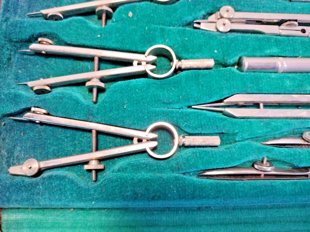 Vintage Tower Precision Germany Drafting Protractor Set with Case 5105-1801