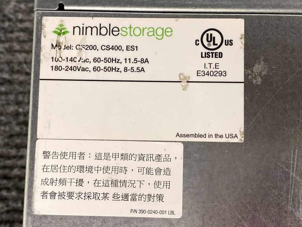 Nimble Storage CS200 16-Bay Storage Array, 2x 12GB Controllers, 2x PSU & Cords