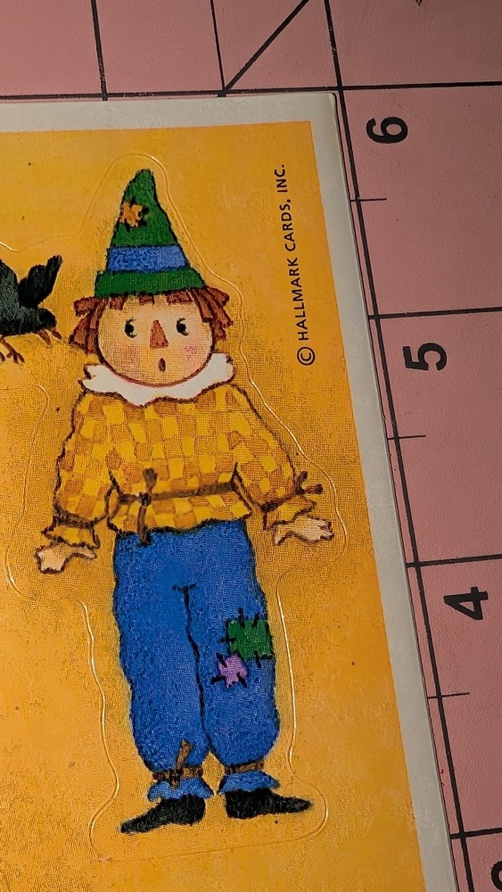 Vintage Hallmark Stickers Fall Scarecrows Pumpkins Harvest Crows 1 Sheet