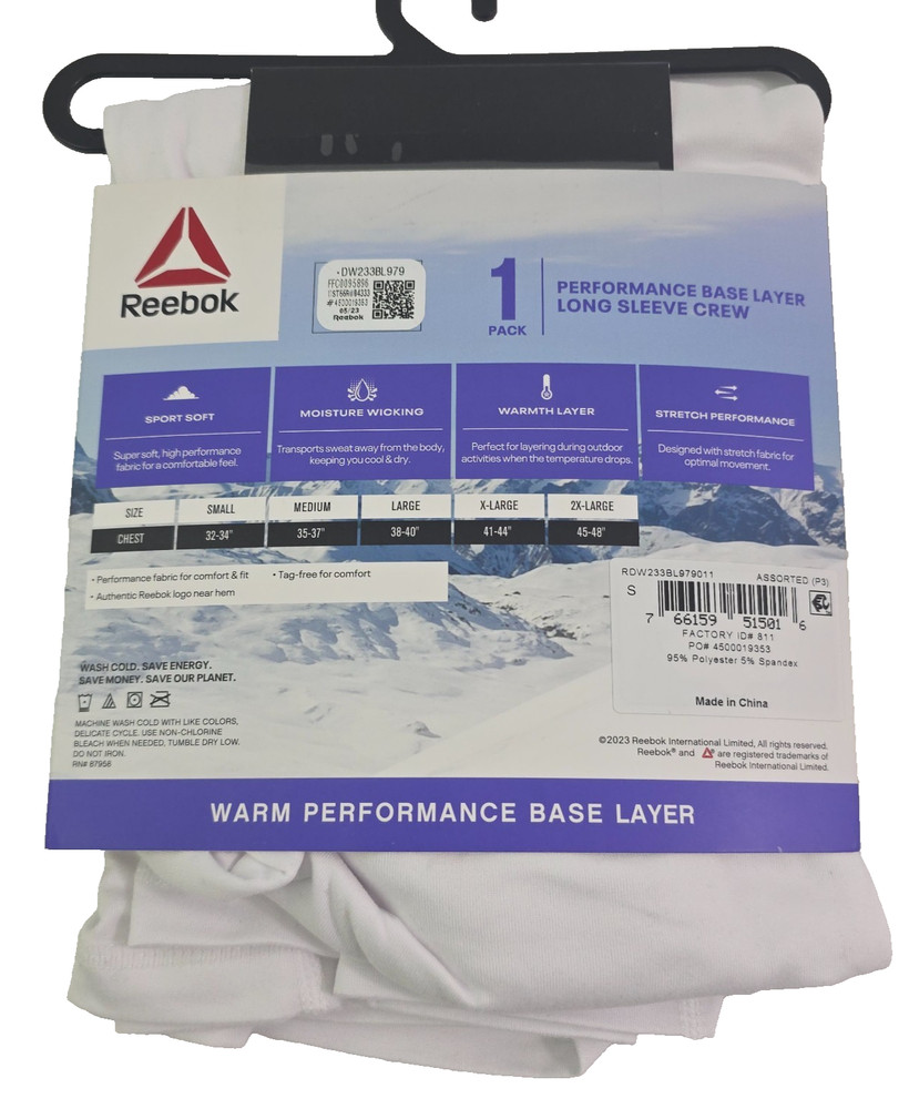 Reebok Women's Performance Base Layer White Pants & Top - 2 PC Set - Size Small