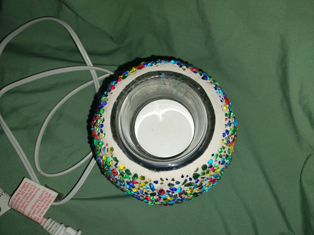 Partylite Confetti Multicolor Glass Scent Warner 5 1/2" Diameter Retired