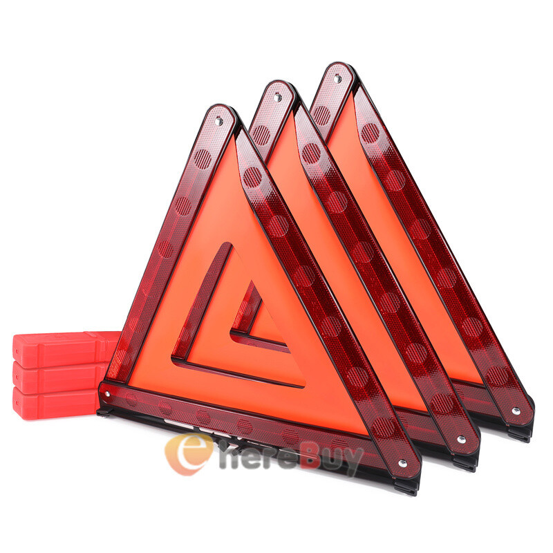 3 PCs Warning Dot Approved Triangle Emergency Reflective Sign Safety Roadside