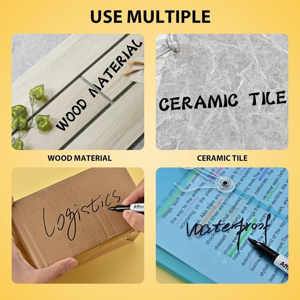 Affisure 100 Pack Black Permanent Markers, bulk, quick drying