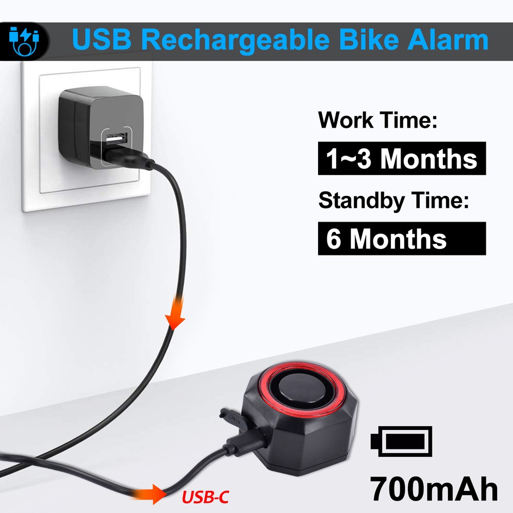 Electrical Moped Alarm System Cycling Tail Light Sensitivity Volume Adjustable