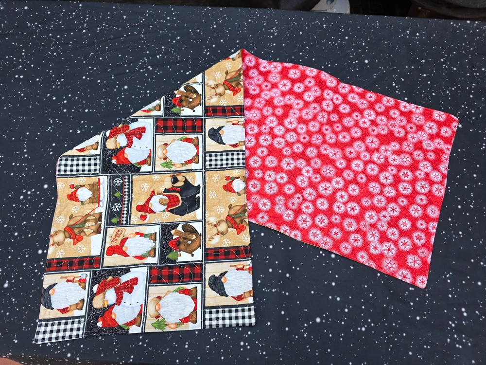 Handmade Quilted Table Runner Christmas Gnomes Snowman patchwork  Moose beaver