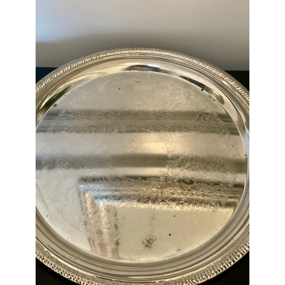 Vintage Silver‑Plated Tray (Decor Use Only)