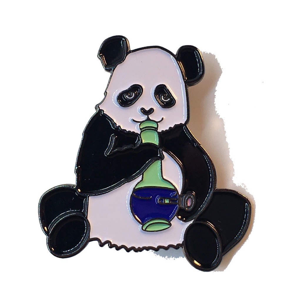 Panda Smokes Bong HAT PIN Lapel Brooch