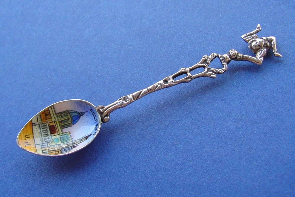 Memory Collectible Spoon, Palermo, 800er Silver, Enamel E674