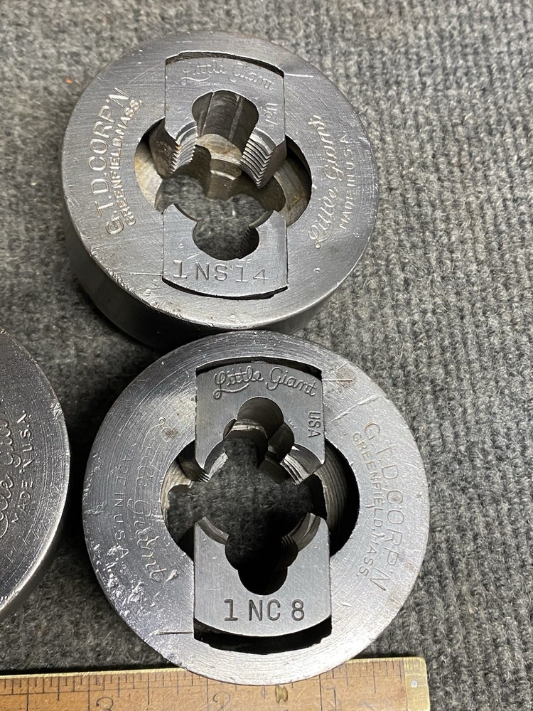 Vintage GTD Little Giant Adjustable Thread Dies With Guide (8) 2-3/4” Diameter