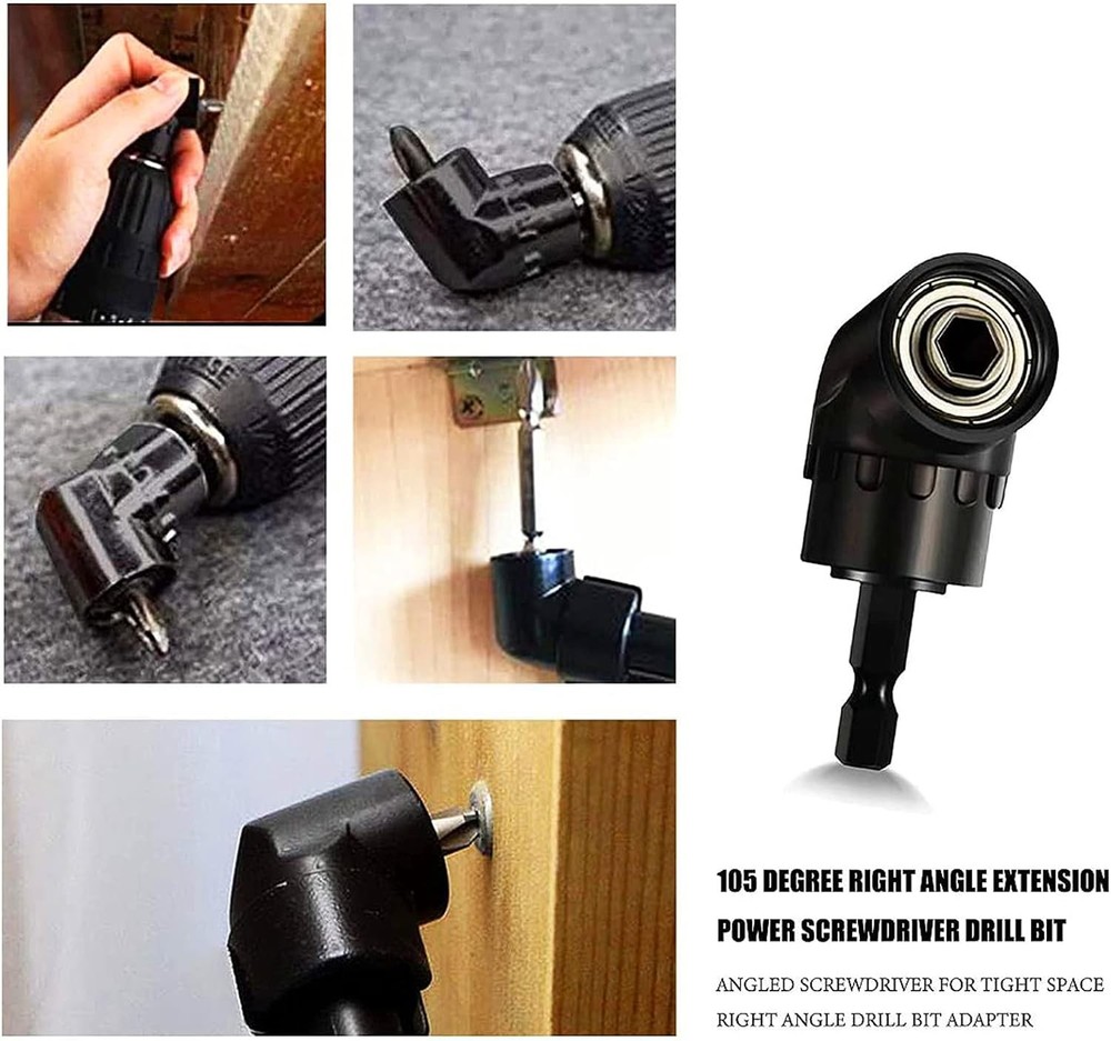 Flexible Drill Bit Extension Set with Right Angle Attachment, 360° One Size