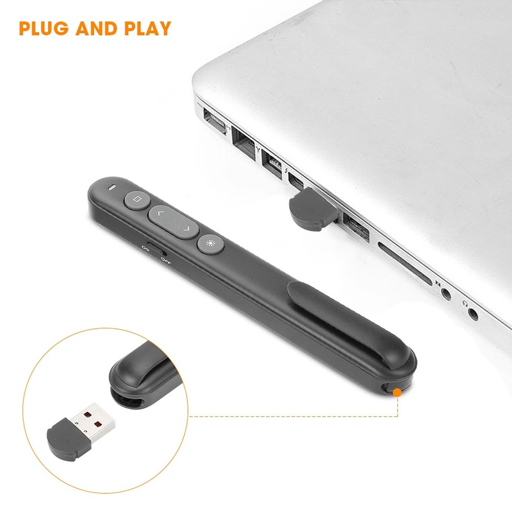 2.4G Wireless Presenter Controller Long Remote Distance Full Screen Display