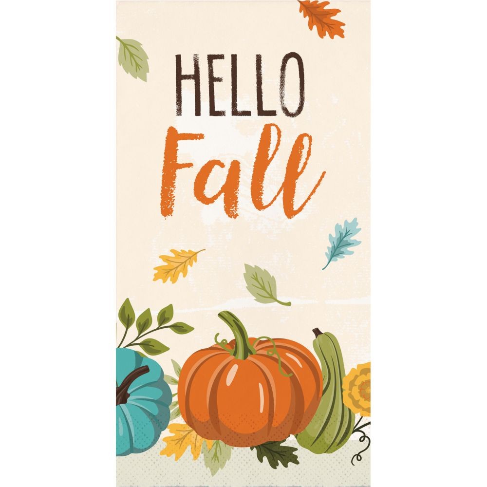Hello Fall 3-Ply Guest Dinner Napkins Paper 16 Per Pack Tableware Decorations