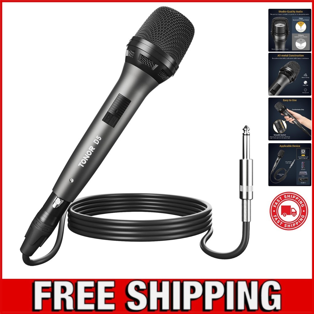Durable Dynamic Microphone with Hypercardioid Pattern for Crystal-Clear Sound
