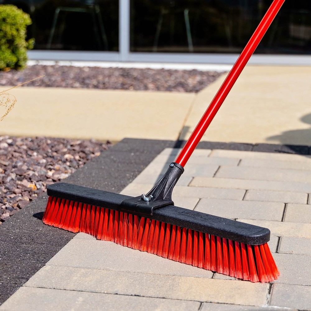 Libman High Power Multi-Surface Push Broom 24" Red & Black Steel Handle